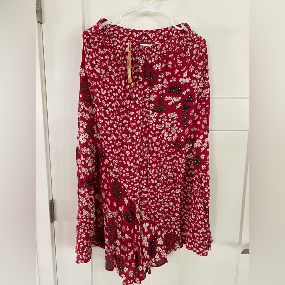 NWT Fat Face Naomi Daisy Breeze Midi Skirt 90s  Red Floral Size W 6